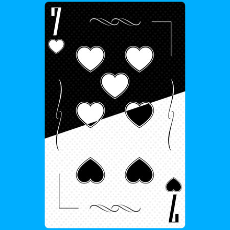 Playing card Seven of Hearts 7, black and white modern design. Standard size poker, poker, casino. 3D rendering, 3D illustrationの写真素材