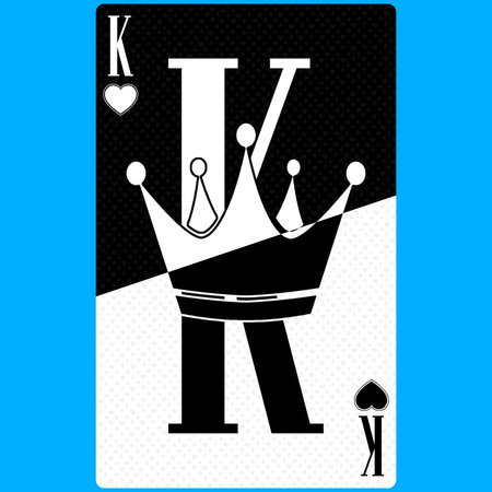 Playing card King of Hearts, black and white modern design. Standard size poker, poker, casino. 3D...