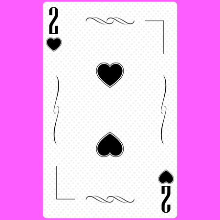Playing card Deuce of Hearts, black and white modern design. Standard size poker, poker, casino, . 3D rendering, 3D illustrationの写真素材
