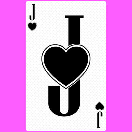 Playing card Jack of Hearts, black and white modern design. Standard size poker, poker, casino. 3D rendering, 3D illustrationの写真素材