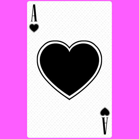 Playing card Ace of Hearts, black and white modern design. Standard size poker, poker, casino. 3D rendering, 3D illustrationの写真素材