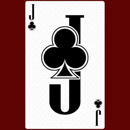 Playing card Jack suit of clubs, black and white modern design. Standard size poker, poker, casino. 3D rendering, 3D illustrationの写真素材