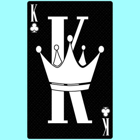 Playing card King suit of clubs, black and white modern design. Standard size poker, poker, casino. 3D rendering, 3D illustrationの写真素材