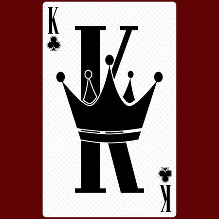 Playing card King suit of clubs, black and white modern design. Standard size poker, poker, casino. 3D rendering, 3D illustrationの写真素材