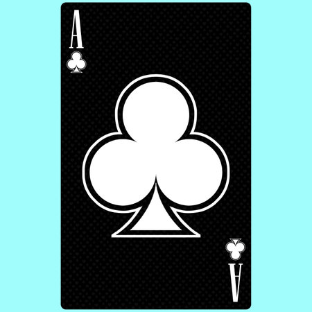 Playing card Ace suit of clubs, black and white modern design. Standard size poker, poker, casino. 3D rendering, 3D illustrationの写真素材
