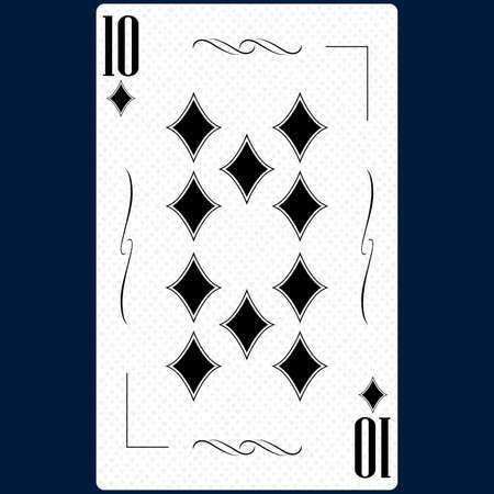 Playing card Ten suit Diamond 10, black and white modern design. Standard size poker, poker, casino. 3D rendering, 3D illustrationの写真素材