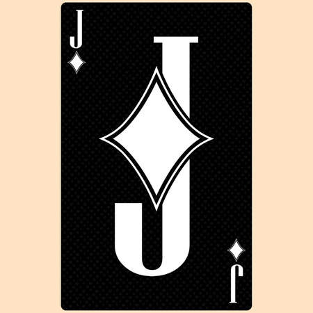 Playing card Jack suit Diamond, black and white modern design. Standard size poker, poker, casino. 3D rendering, 3D illustration.の写真素材