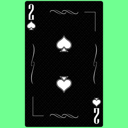 Playing card Two suit of Spades 2, black and white modern design. Standard size poker, poker, casino. 3D rendering, 3D illustrationの写真素材