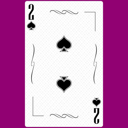 Playing card Two suit of Spades 2, black and white modern design. Standard size poker, poker, casino. 3D rendering, 3D illustrationの写真素材