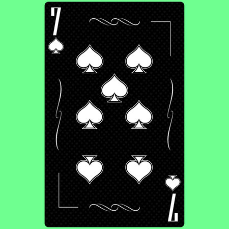Playing card Seven suit Spades 7, black and white modern design. Standard size poker, poker, casino. 3D rendering, 3D illustrationの写真素材