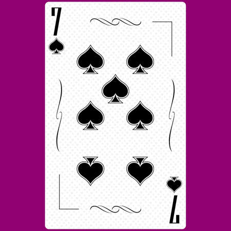 Playing card Seven suit Spades 7, black and white modern design. Standard size poker, poker, casino. 3D rendering, 3D illustrationの写真素材