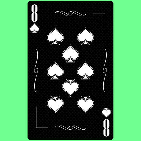 Playing card Eight Spade suit 8, black and white modern design. Standard size poker, poker, casino. 3D rendering, 3D illustrationの写真素材