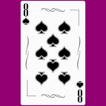 Playing card Eight Spade suit 8, black and white modern design. Standard size poker, poker, casino. 3D rendering, 3D illustrationの写真素材