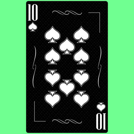 Playing card Ten suit Spades 10, black and white modern design. Standard size poker, poker, casino. 3D rendering, 3D illustrationの写真素材