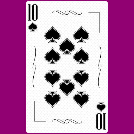 Playing card Ten suit Spades 10, black and white modern design. Standard size poker, poker, casino. 3D rendering, 3D illustrationの写真素材