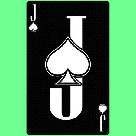 Playing card Jack suit of Spades, black and white modern design. Standard size poker, poker, casino. 3D rendering, 3D illustrationの写真素材