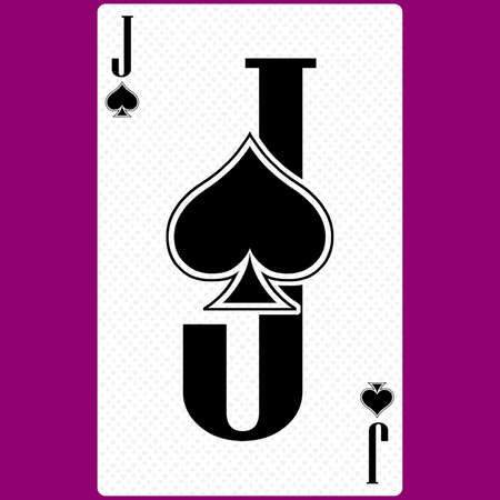 Playing card Jack suit of Spades, black and white modern design. Standard size poker, poker, casino. 3D rendering, 3D illustrationの写真素材