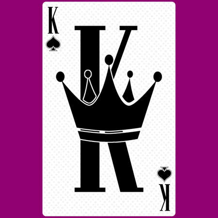Playing card King suit of Spades, black and white modern design. Standard size poker, poker, casino. 3D rendering, 3D illustrationの写真素材
