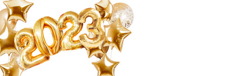 Website header 2023, happy new year. new calendar year. Magazine style, web poster, poster. 3D illustration, 3D renderingの写真素材