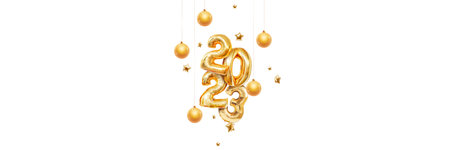 Website header 2023, happy new year. new calendar year. Magazine style, web poster, poster. 3D illustration, 3D renderingの写真素材