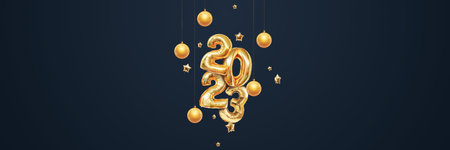 Website header 2023, happy new year. new calendar year. Magazine style, web poster, poster. 3D...