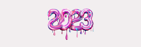 Website header 2023, happy new year. new calendar year. Magazine style, web poster, poster. 3D illustration, 3D renderingの写真素材
