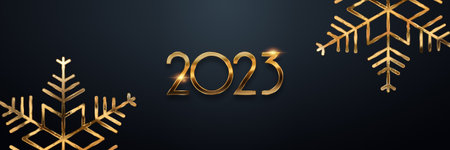 Website header 2023, happy new year. new calendar year. Magazine style, web poster, poster. 3D illustration, 3D renderingの写真素材