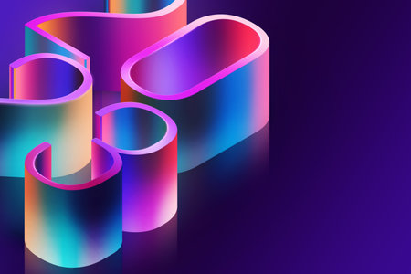 Creative background Happy new year 2023, colorful numbers. Holiday card, magazine style, banner, website header, web poster, template for advertising. 3D illustration, 3D rendering.の写真素材