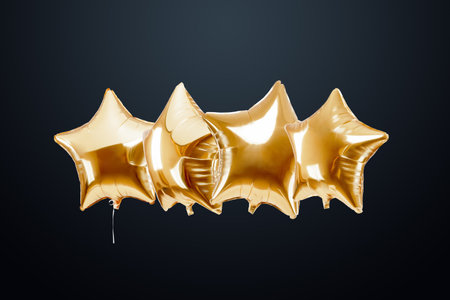 Creative Christmas background, cartoon balls, gold. Holiday card, magazine style, banner, website header, web poster, template for advertising. 3D illustrationの写真素材