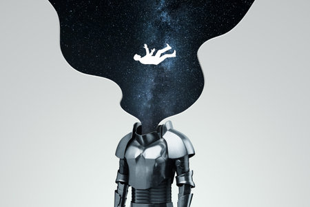 Stress, depression, emotional burnout. The body of a man falling from the sky to the bottom....