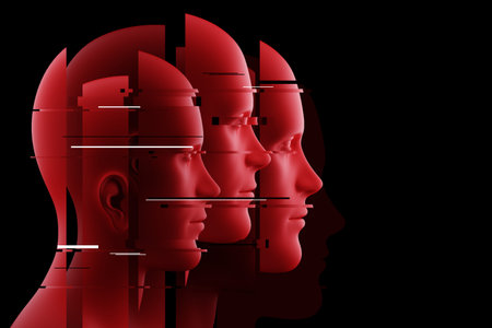The red head of a man symbolizes problems, depression, melancholy, pessimism, loneliness. Unhappy,...