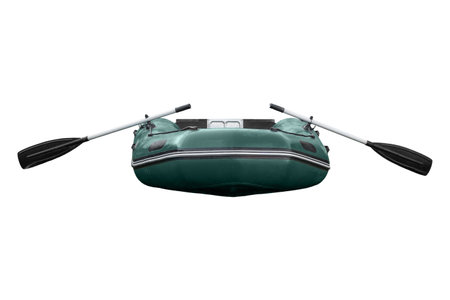 inflatable boat with oars front view isolate on white background.の写真素材