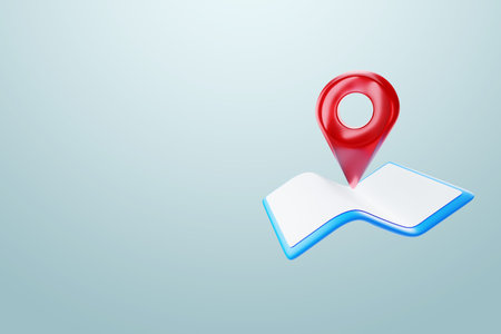Concept guidebook, navigator. Red map location symbol, sign or navigation locator, gps map, pointer,...