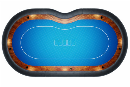 Top view poker table, poker room. Poker game, casino, Texas hold'em, online game, card games. 3D rendering, 3D illustration. Modern design, magazine style.の写真素材