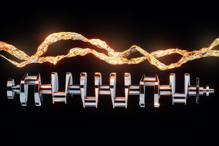 engine oil, lubrication. Pistons, connecting rods and crankshaft of an internal combustion engine. work, V-12, repair, car. 3D rendering, 3D illustrationの写真素材