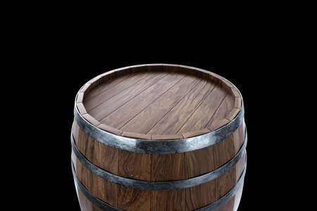 Wooden barrels for wine on a white background. Winemaking, wine. The concept of the production of alcoholic beverages. 3D rendering, 3D illustrationの写真素材