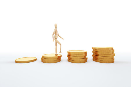 Concept on the way to success, career ladder, place in society. Copy space, 3D illustration, 3D renderの写真素材