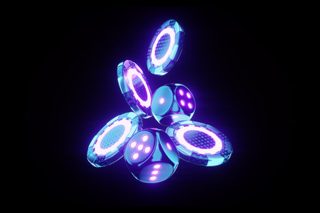 Casino concept, dice on a dark background. Banner for online casino, picture for the site, poster, advertising, concept, blank. 3d illustration, 3d render, copy spaceの写真素材