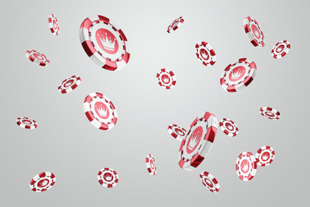 Casino chips isolated on white background. The concept of casino, gambling, card games, online, betting, risk. 3D rendering, 3D illustrationの写真素材