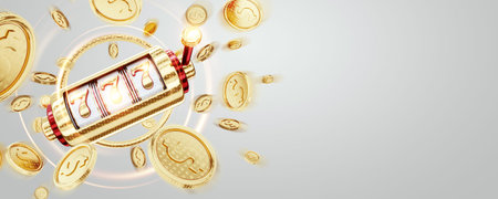 Modern design, casino slots, 777, poster for advertising, header for the site. Slot machine, coins,...