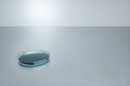 Laboratory glassware on the table. Concept tests, chemistry, experiments. Copy space, 3D rendering, 3D illustrationの写真素材
