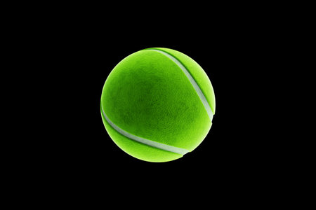 A salmon colored tennis ball isolated on a dark background. Copy Space, 3D rendering, 3D illustrationの写真素材