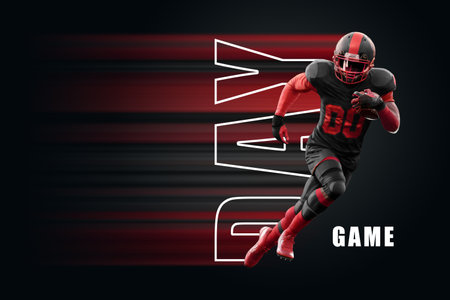 game day. American Football, advertising poster, template, billet, sports. american soccer playoffs. Soccer party in the United States. 3D illustration, 3D rendering. professional team championshipの写真素材