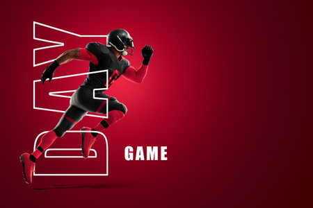 game day. American Football, advertising poster, template, billet, sports. american soccer playoffs. Soccer party in the United States. 3D illustration, 3D rendering. professional team championshipの写真素材