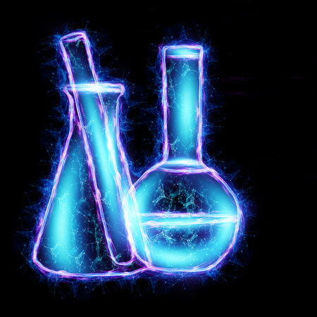 Medical test tube on a dark background. The concept of health, medicine, laboratory. Isolate on a dark background.の写真素材