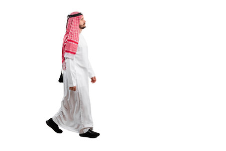 Arabian man isolated white background in traditional costume. Ready for cutting and editingの写真素材