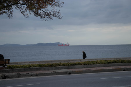 The streets of Istanbul overlooking the Bosphorusの写真素材