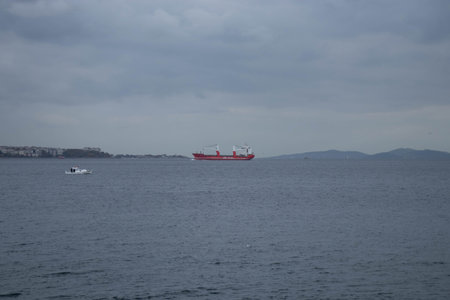 Cargo following the Bosphorus. Transportation of goods by seaの写真素材