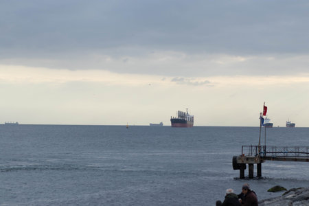 Transportation of goods by sea. Cargo following ships the Bosphorusの写真素材