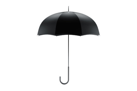 Black umbrella isolated on a white background. 3D illustration, 3D renderの写真素材